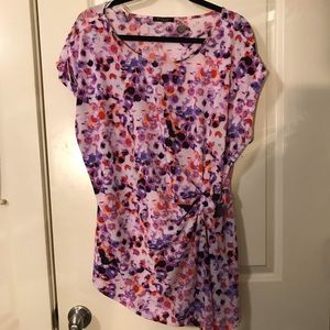 EUC XXL Colorful Blouse With Cinched Waist Detail